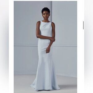 White Sleeveless Halter Sheath Maxi Dress